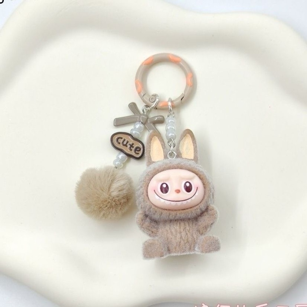 10PCs Fuzzy Labubu Keychains with Pom-pom. Cute Monster Bunny Charm-Not Pop Mart - Picture 8 of 16